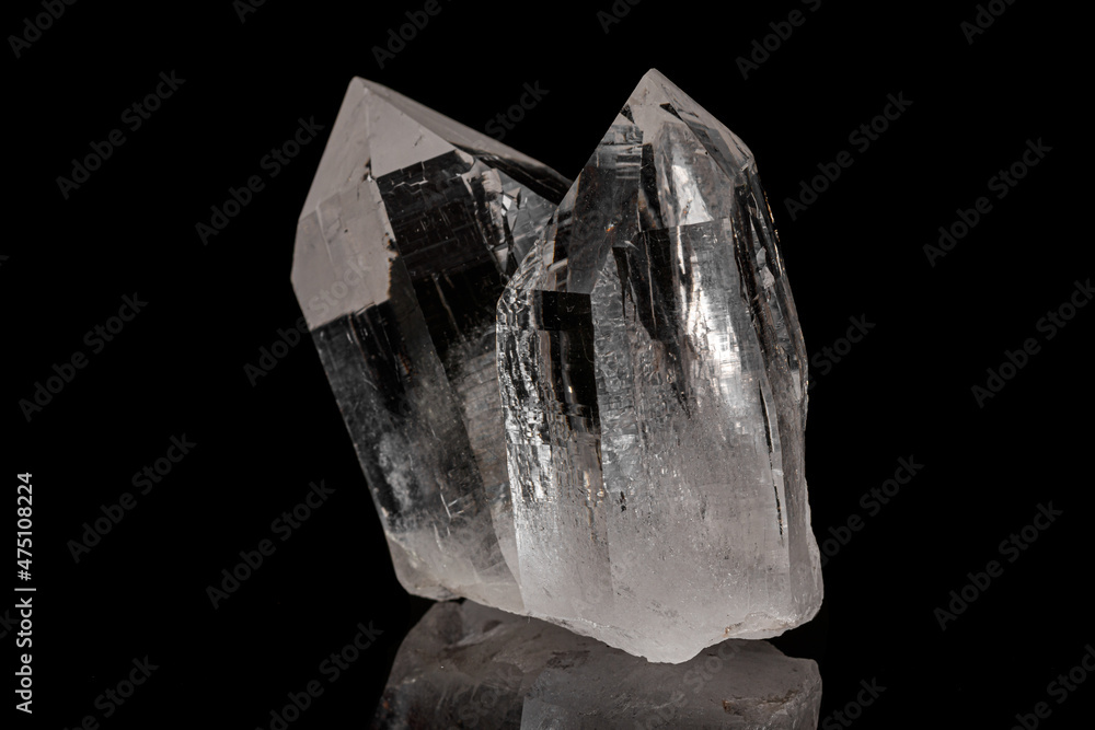 Macro mineral stone rhinestone, rock crystal on a black background