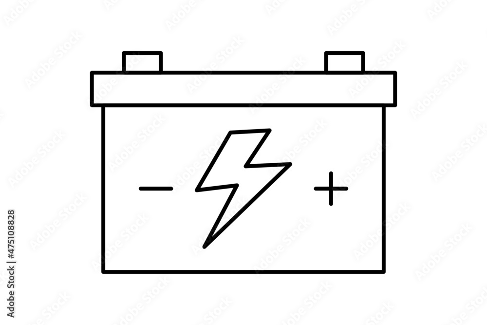 An automotive battery or car battery, a rechargeable battery that is used to start a motor vehicle. Vector illustration. An automotive battery or car battery, a rechargeable battery that is used to start a motor vehicle. Vector illustration.