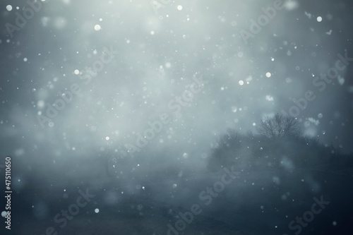 serene winter background with snow flakes falling