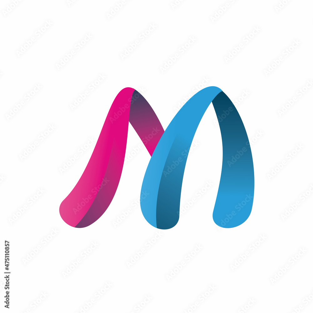 3d gradient color letter m logo design