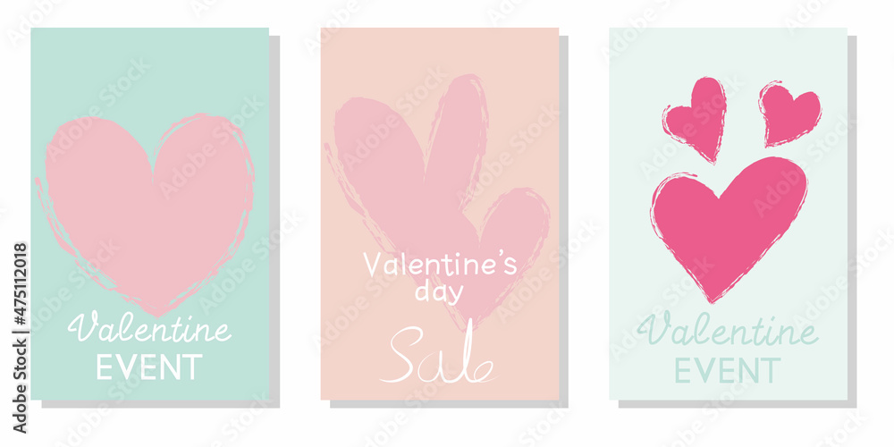 Set of Valentine's day event, sale frames. Valentine promotion, banner, event vector template collection.
Vector illustration.