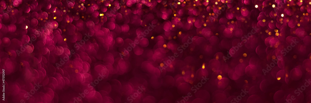 Pink and golden sparkling glitter bokeh background, christmas texture.  Holiday lights. Abstract defocused header. Wide screen wallpaper. Panoramic  web banner with copy space for design Stock Photo | Adobe Stock