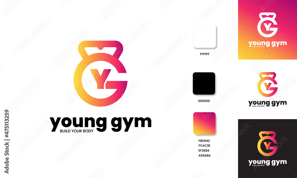 Fototapeta premium Fitness logo, Gym logo design template, with gradient color and letter logo, vector illustration