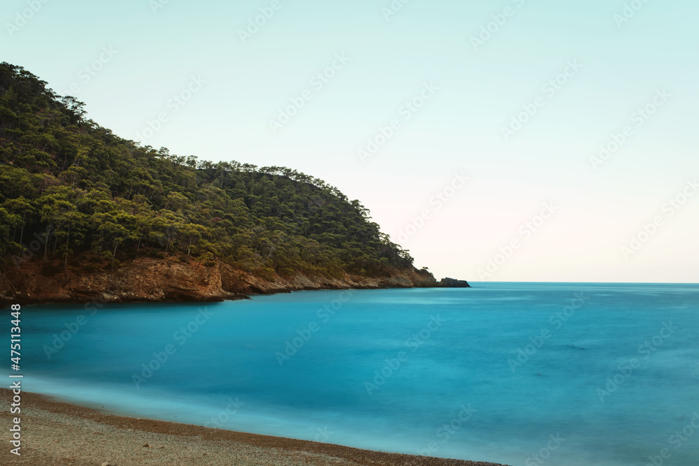 Long Exposure shot of Kabak Bay in Mugla Turkey