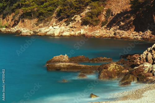 Long Exposure shot of Kabak Bay in Mugla Turkey