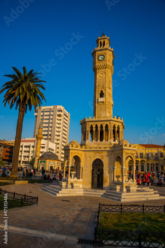 IZMIR, TURKEY: Clock tower. The famous clock tower became the symbol of Izmir, located in square.