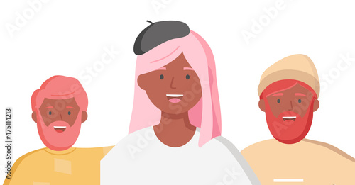 Multiethnic group of people standing together community and togetherness concept, diversity portrait. Characters men and women isolated on white. Crowd community. Social diversity friends or relatives