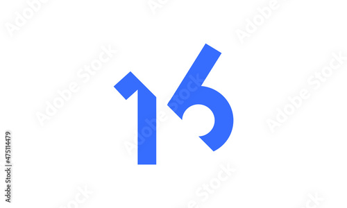 16 New Number Unique Cut Modern Logo