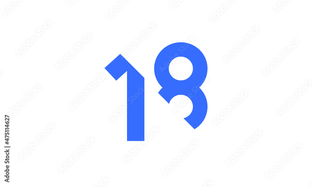 18 New Number Unique Cut Modern Logo 18 New Number Unique Cut Modern Logo
