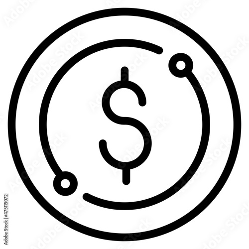 dollar coin outline icon