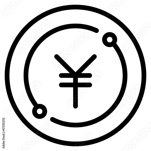 yen coin outline icon