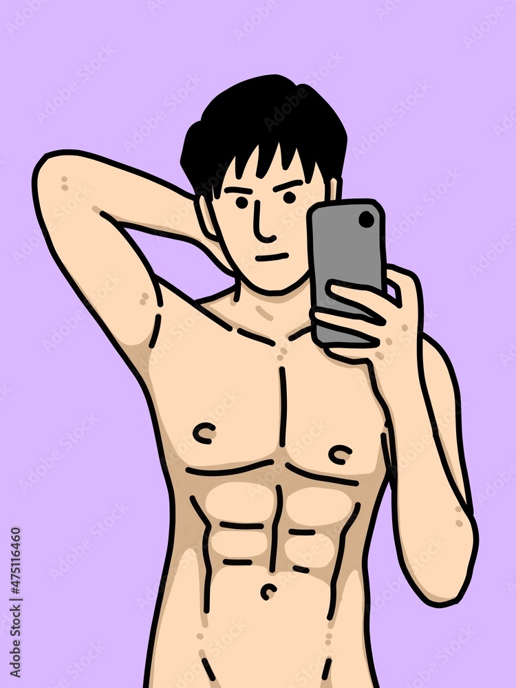 Fototapeta premium cute man cartoon on pink background