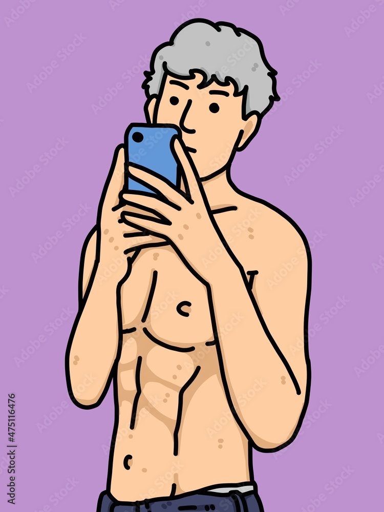 Fototapeta premium cute man cartoon on pink background