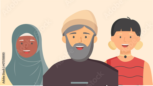 Multiethnic group of people standing together community and togetherness concept, diversity portrait. Characters men and women isolated on white. Crowd community. Social diversity friends or relatives