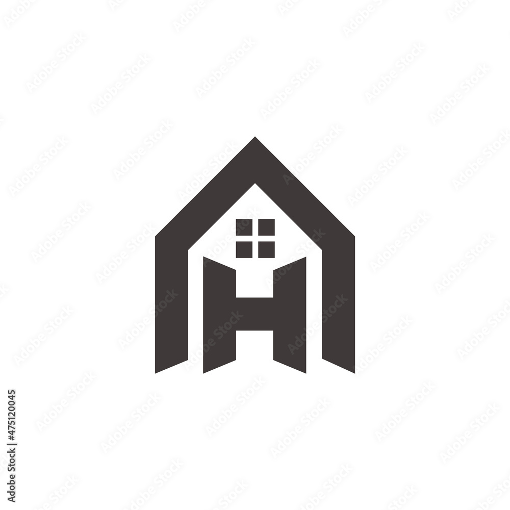letter h home windows simple geometric logo vector letter h home windows simple geometric logo vector
