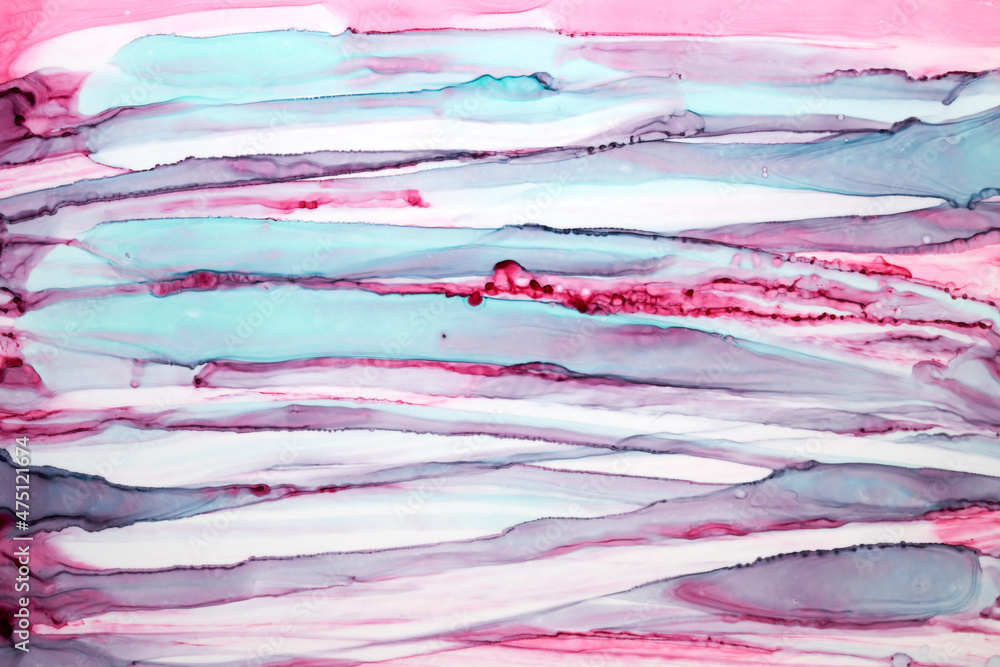 Abstract pink blue stripes background, purple watercolor ink wallpaper, purple paint stains
