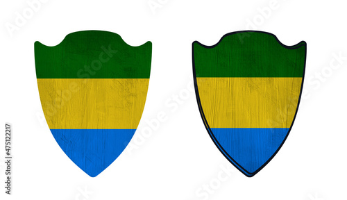 World countries. Shield symbol in colors of national flag. Gabon