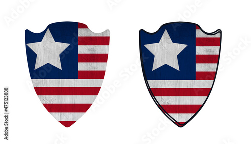 World countries. Shield symbol in colors of national flag. Liberia