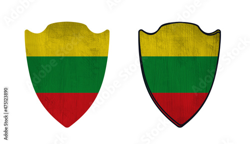 World countries. Shield symbol in colors of national flag. Lithuania
