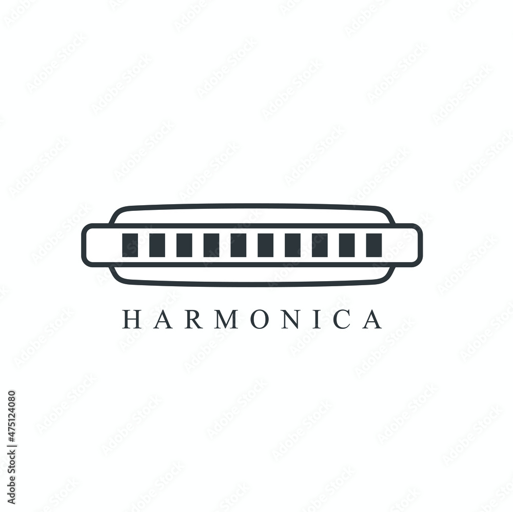 illustration of harmonica, wind instrument, vector art. illustration of harmonica, wind instrument, vector art.