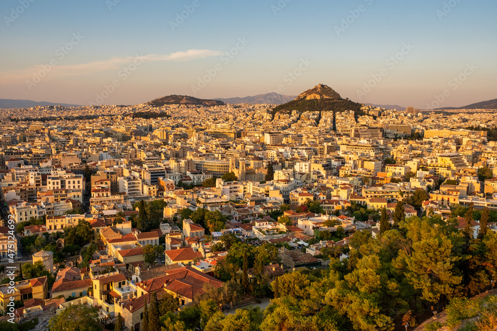 Athens at sunset view from the Acropolis