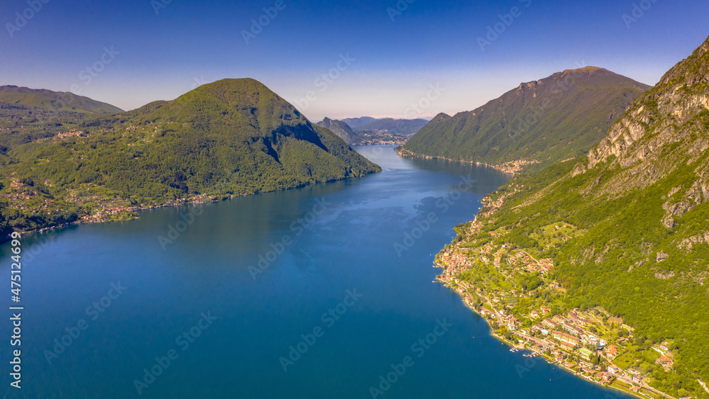 Aerial View of lake Lugano