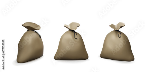 Cartoon burlap sack for products. Housekeeping and agriculture equipment. Close hessian bag