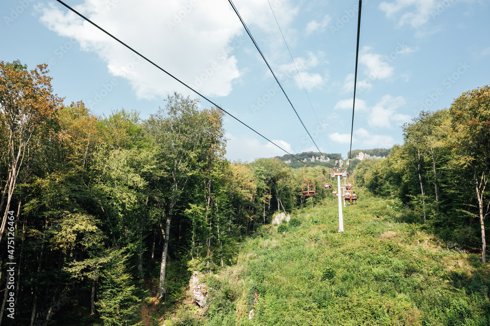 beautiful landscape climbing the mountain and green forest