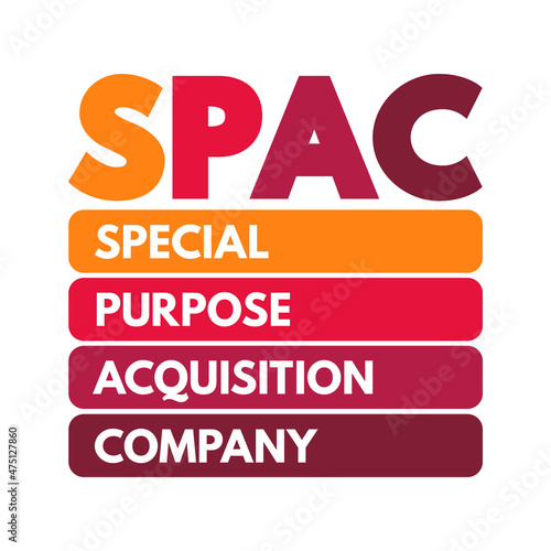SPAC Special Purpose Acquisition Company - shell corporation listed on a stock exchange with the purpose of acquiring a private company  acronym concept for presentations and reports