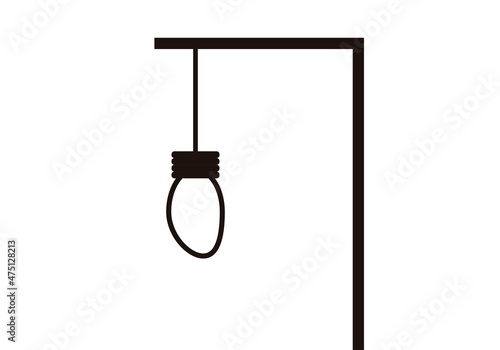 Icono negro de horca con cuerda en fondo blanco.