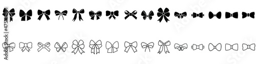 Decorative bows vector icon set. bow illustration sign collection. ribbon symbol. accessory logo.