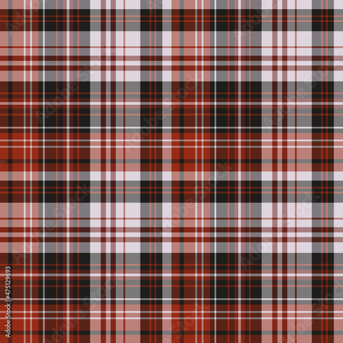 Seamless pattern in glorious red, black and light gray colors for plaid, fabric, textile, clothes, tablecloth and other things. Vector image.