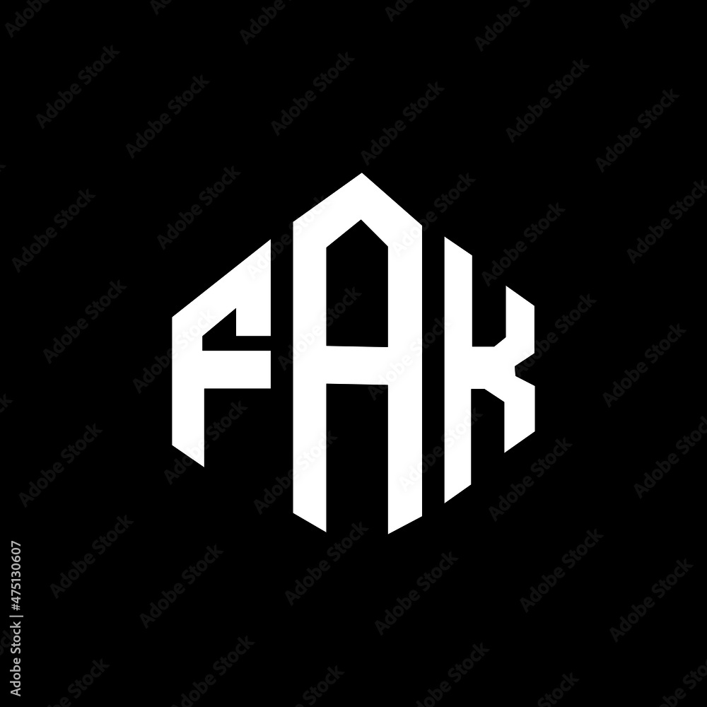 FAK letter logo design with polygon shape. FAK polygon and cube shape logo design. FAK hexagon vector logo template white and black colors. FAK monogram, business and real estate logo. FAK letter logo design with polygon shape. FAK polygon and cube shape logo design. FAK hexagon vector logo template white and black colors. FAK monogram, business and real estate logo.
