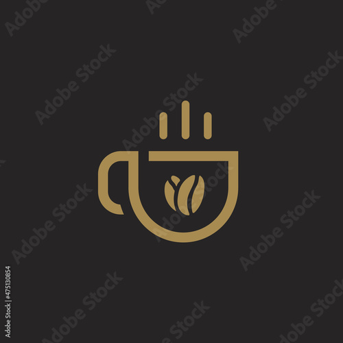 Simple cup of coffee icon design. Modern line art coffee vector logo design.