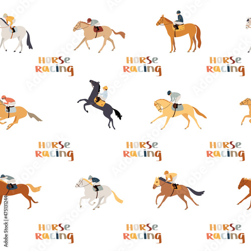 Seamless pattern on the theme of horse racing