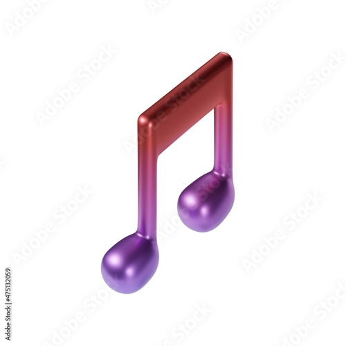 Music Note 3D icon. 3D illustration.