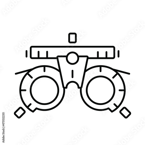 Optometry (Adjustable professional glasses). Line icon concept