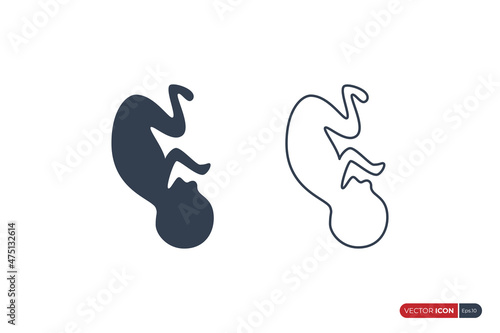 Fetus Icon. Simple Prenatal Human Child with Filled and Outline Style isolated on White Background. Flat Vector Icon Design Template Element.
