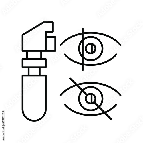 Optometry (Penlight, transilluminator). Line icon concept