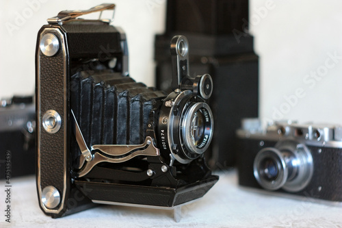 Antique film rangefinder and SLR cameras