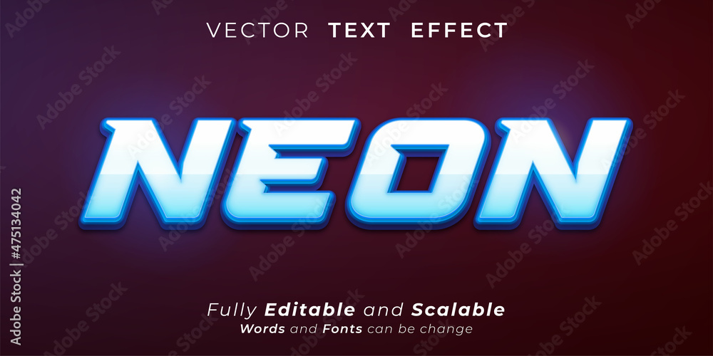 Editable text effect Neon text style concept