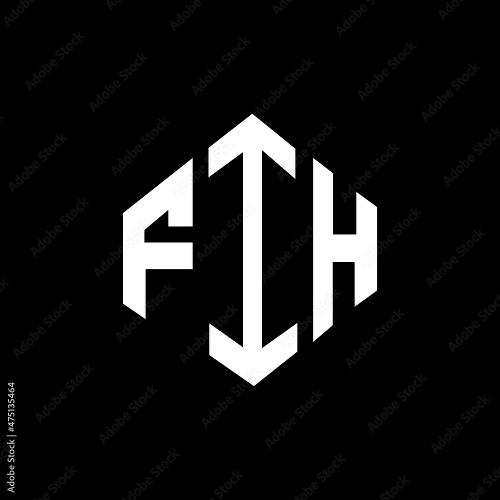 FIH letter logo design with polygon shape. FIH polygon and cube shape logo design. FIH hexagon vector logo template white and black colors. FIH monogram, business and real estate logo.