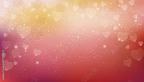 ハートが舞う輝きとぼかしのグラデーション背景
