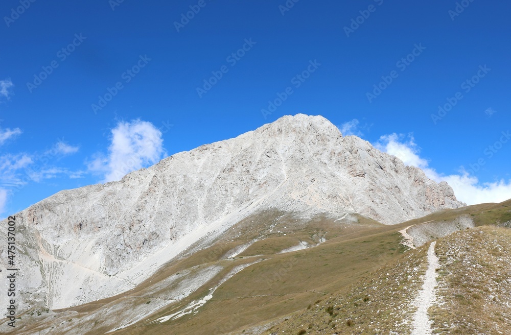rocky mountain of the Italian Apennines called Gran Sasso in the Abruzzo region in Central Italy