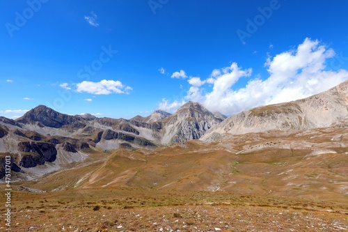 Wide panorama of italian mountains called Appennini