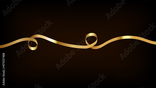 Gold ribbon on a dark burgundy background. Vector illustration.