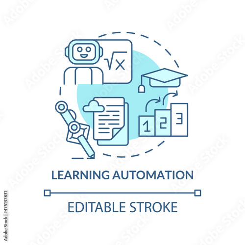 Wallpaper Mural Learning automation blue concept icon. Education technology and innovation abstract idea thin line illustration. Isolated outline drawing. Editable stroke. Roboto-Medium, Myriad Pro-Bold fonts used Torontodigital.ca