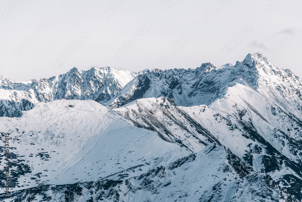 Mountain peaks in winter scenery, Tatra Mountains, Poland