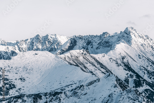 Mountain peaks in winter scenery  Tatra Mountains  Poland