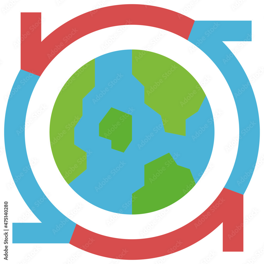 Fototapeta premium earth rotation flat icon